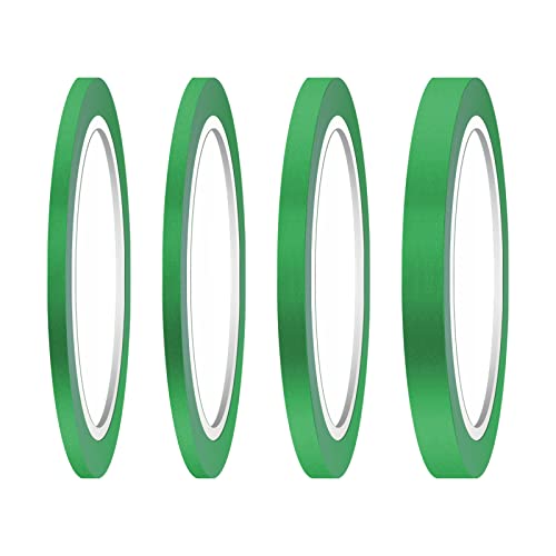 AIEX 4 Rollos Fine Line Tape, 3/6/12,6mm Adhesiva Cinta de Carrocero Cinta Pintor de Colores Cinta Enmascarar para Modelismo Coche Manualidades y Artes Decoración Escuela Oficina (Verde)