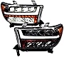 Black Housing Full LED Sequential Quad Projector Headlights Signal Amber Reflector nb For 07-13 Toyota Tundra / 08-17 Sequoia