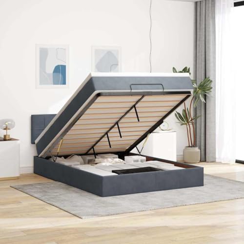 Sophrelle Estructura Cama otomana colchón Terciopelo Gris Oscuro Gris,3311772