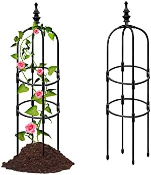 SJDWDX Tower Garden Obelisk Trellis, 4 Ft Tall Plant Support U Type Plant Trellises Outdoor Climbing Vines Trellis Arch for Climbing Vines Rose and Plants, Black 120CM /4 ft
