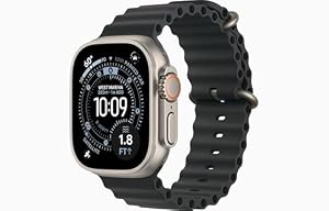 Apple Watch Ultra 2 (GPS + Cellular, 49MM) - Natural Titanium Case with Black Ocean Band (Renewed)