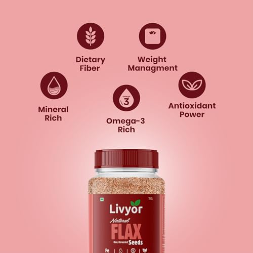 Image of Livyor Raw Flax Seeds - 200gm | Flax for eating | Alsi seeds | Rich in Protien and Dietary Fibre | Unroasted | Rich in Omega 3 and Iron | Pack of 1