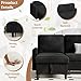 Walsunny Sectional Sofa Couch L Shaped Sleeper Sofa Bed Pull Out Bed with Storage, Reversible Sectional Couches for Living Room, Apartment, Office(Black)