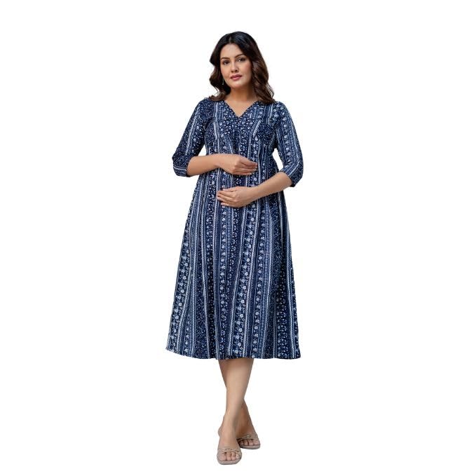Maternity Gown Dress for Pregnant Women Nursing Access Feeding Wear Soft Comfortable Fabric Stylish Pregnancy Outfit for New Mothers wear-image-36
