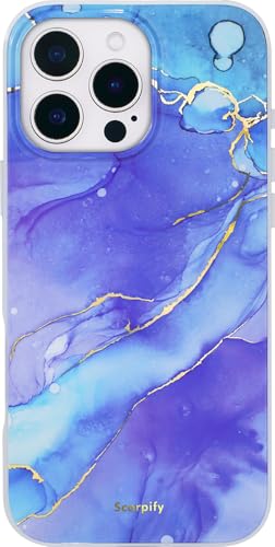 Coque iPhone 16 Pro Max MagSafe marbré bleu chic et antichoc