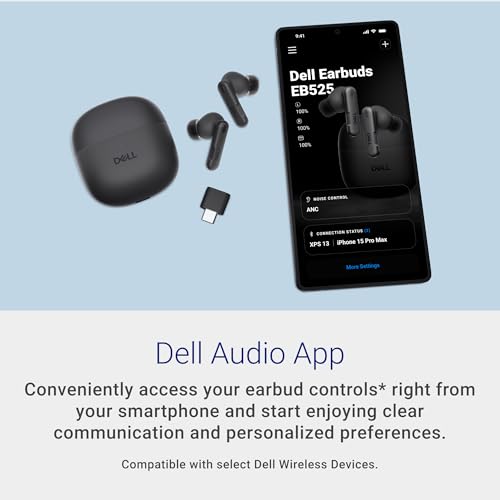 Image of Dell Pro Plus Earbuds - EB525 - True Wireless, Bluetooth 5.3, AI-Based Noise-Cancelling mic, Adaptive ANC, Ear tip Sizes (XS, S, M, L)