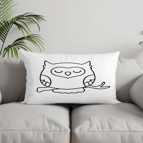 Chenlane Fundas de almohada de seda impermeables para silla de gran tamaño, diseño rectangular de búho, cremallera en blanco y negro, tamaño King, impresiones exquisitas, 40 x 60 cm
