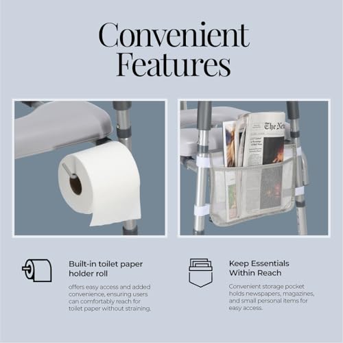 Toilet Seat Risers For Seniors Width and Height Adjustable Raised Toilet Seat With handles for Elderly, Handicap, Elevated, Pregnant, Fit Any Toilet Riser Heavy Duty Up To 400lbs