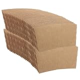 DEEPCRAFF 100 Stück Braune Kaffeebecherhüllen aus Kraftpapier, Gewellt