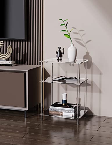 Acrylic Side Table Clear 3-Tier End Table For Living Room, Office, Hallway, Bedroom Small Bedside Table #TOP4