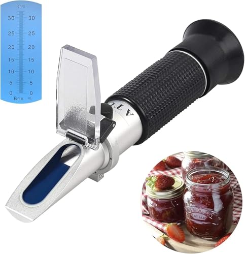 ZKLGS Refractómetro Refractómetro Medidor de concentración de azúcar Densímetro 0-32% Brix Sacarímetro portátil Probador ATC Frutas Uvas