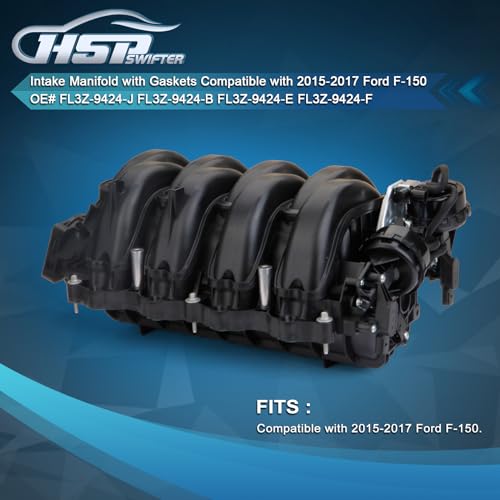 Intake Manifold with Gaskets Compatible with 2015-2017 Ford F-150 5.0L V8 Direct Replacement for OE Part Numbers FL3Z-9424-J FL3Z-9424-B FL3Z-9424-E and FL3Z-9424-F