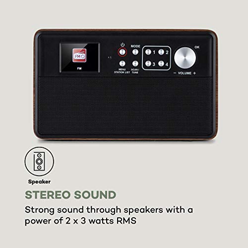 auna Nestor DAB+ Radio, bedienerfreundliches DAB+/FM Digitalradio für Senioren, 2,4" TFT-Farbdisplay mit großer und lesbarer Schrift, partielle Tastensperre, Leistung: 2 x 3 Watt RMS, braun – Bild 7