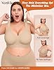 Vertvie Jelly Bras for Women Plus Size Minimizer Soft Wireless Push Up Bra Full Supportive Older Lift Back Coverage Bralette(Nude,38DDD)