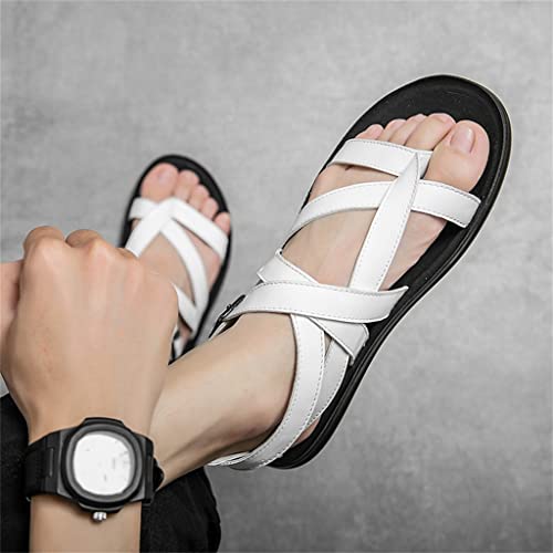 Men’s Beach Leather Slippers Non-Slip Mule Gladiator Sandals Men Shoes Man Casual Flip Flops(39)2
