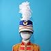 dPois Toy Soldier Hat Marching Band Hats Drum Horn Uniform Major Hat for Adult Children Cosplay Party Hats Feather Type F One Size