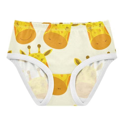 Girls Underwear Toddler 2t Cotton Panties Little Girl Colorful Kids Briefs Undies Cute Cartoon Giraffe Yellow Beige