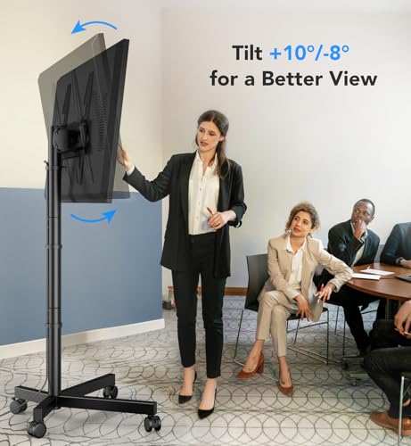 Mob mikro TV Cart Stand with wheels for 23-60" tvs, height adjustable, portable Floor stand holds up to 88 lbs, rolling TV mount max VESA 400x400mm