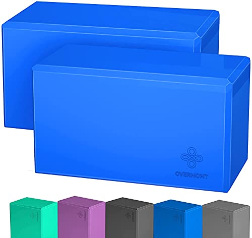 OVERMONT Briques Yoga 2pcs en Mousse EVA Surface Antidérapante pour Exercices Relaxation Fitness, Entraînement Gymnastique, Méditation & Pilates, Peut Améliorer la Flexibilité et Équilibre Cover