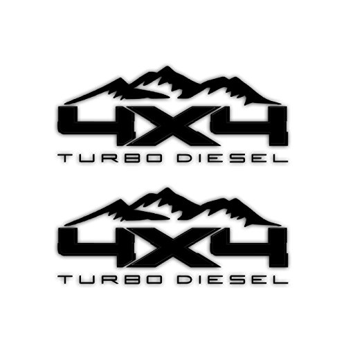 4X4 Turbo Diesel Mountain Bedside Vinyl Decal for Ford Trucks Matte Black