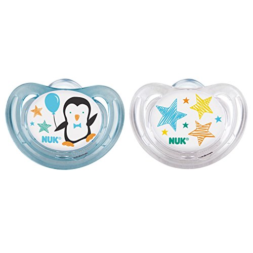 NUK Airflow Orthodontic Pacifier, 0-6 Months, Penguin/Boy, 1 pk