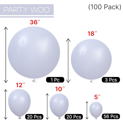 Image of PartyWoo Dusty Blue Balloons 100pcs Different Sizes Pack of 36 18 12 10 5 Inch Slate Blue Boho Neutral Balloon Arch Kit for Baby Shower Graduation Cat Tornado Birthday Party Decorations Blue-F51