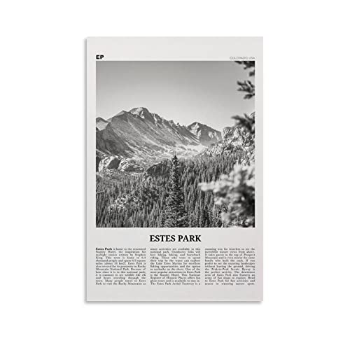 Estes Park Print Black And White, Estes Park Wall Art, Estes Park Poster, Estes Park Photo, Estes Pa Canvas Art Poster And Wall Art Picture Print Modern Family Bedroom Decor Posters 20x30inch(50x75cm)
