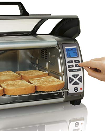Hamilton Beach Digital Countertop Toaster Oven With Easy Reach Roll-Top Door, 6-Slice, With Bake Pan, Stainless Steel (31128) #TOP4