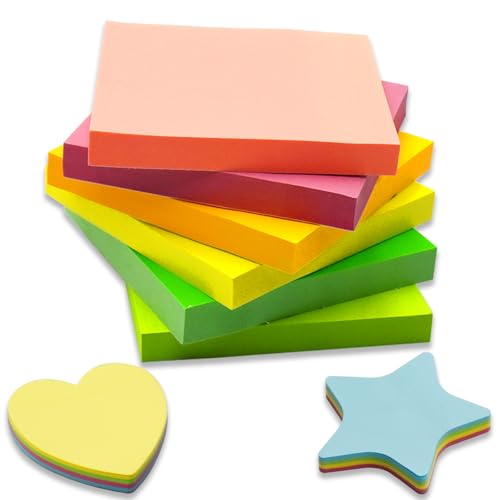 SHENSAIGO 8 Stück Haftnotizen Klebezettel, 800 Blatt Sticky Notes, Bunte Notizzettel, 76 × 76mm Quadratische Selbstklebende Klebezettel Klein für Büro Zuhause Schule, 6 Farbe