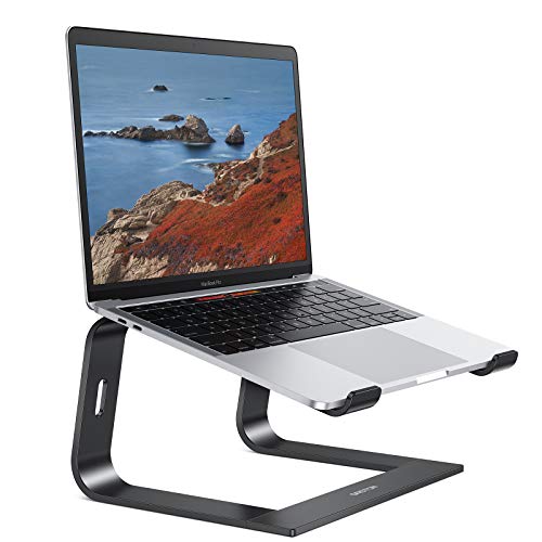 OMOTON Laptop Ständer, Notebook Stand mit Belüftung, Universal PC Riser Ergonomisch Notebook Stand Aluminium für Laptops in 10-15.9 Zoll wie MacBook, Schwarz