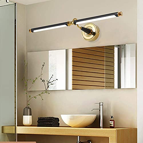 Miroir avant phare rétro noir avec éclairage LED linéaire pour coiffeuse
