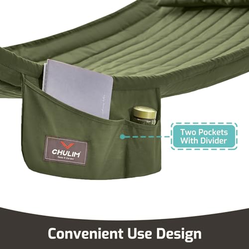 Chulim Double Quilted Fabric Hammock With Hardwood Spreader Bars And Pillow 450 Lbs Capacity 2 Person Hammock Large Hammock For Outdoor Patio Backyard Poolside thumb #2
