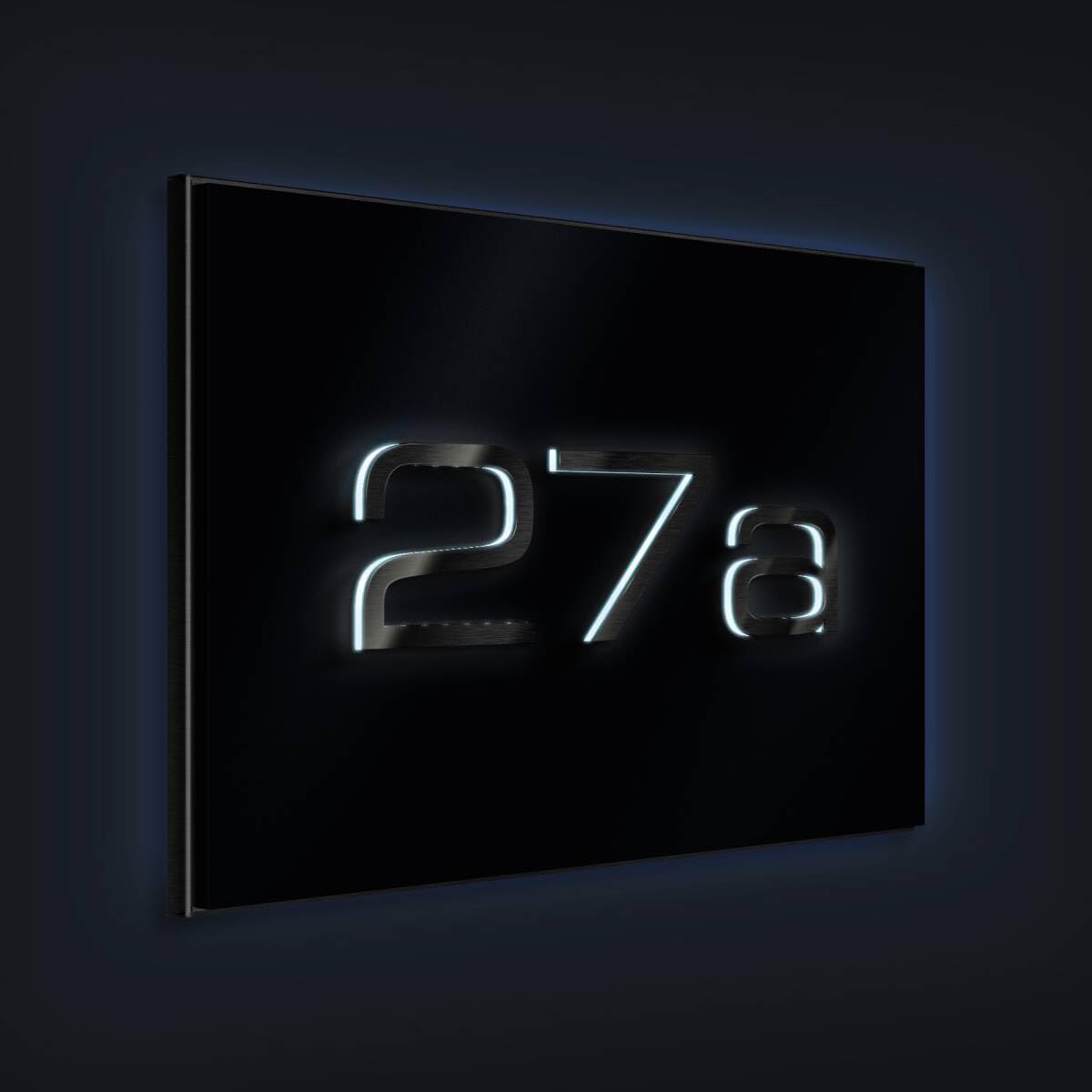 Metzler placa de número de casa LED en acero inoxidable | 3 cifras en diseño 3D | antracita RAL7016 | iluminada y resistente al clima | 31x20 cm