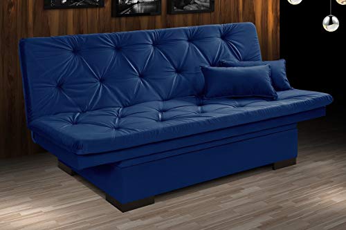 Sofá Cama Baú 3 Lugares Multiuso Azul Marinho