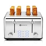 Aigostar Toaster 4 Slice 1.6' Wide Slot Stainless Steel Toasters with Bagel, Reheat, Cancel, Defrost...
