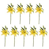 sxvbdway 9 Pcs Faux Lilies for Home Decor Decorative Artificial Lily Flowers 9 Pcs Lily Flowers Easter Realistic White Fake Tiger Lily Spring Wedding Home Wedding Party Decor Yellow