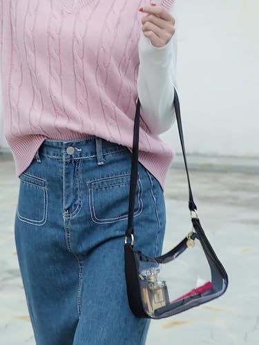 Women's Transparent PVC Underarm Handbag Chain Shoulder Bags Clutch Purses Casual Bag4