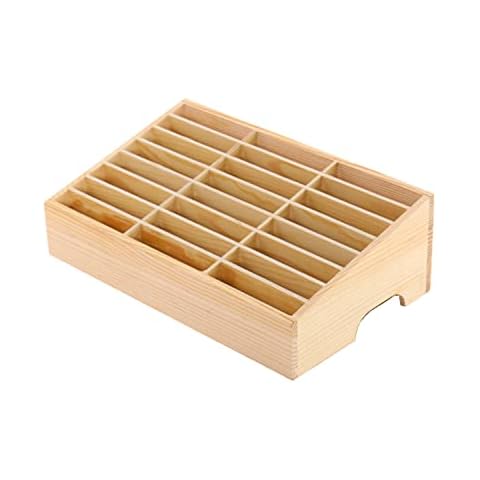 Wooden Cell Phone Holder Mobile Phone Storage Box Desktop Organizer for Teachers Classroom School Office (24 Grid) Cover