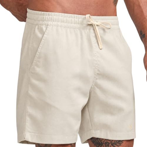 MASH Masculino Mash Bermuda Linho Casual Leve Mauricinho, Areia, G