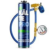 KÄLTEPRO Kältemittelersatz R134a Nachfüllset - Rundum-Set zum Klimaanlage selbst befüllen Entspricht 755g R134a - Dichtmittel, Öl & UV-Farbstoff - Für PKW 1995–2016 1x Dose + Schlauch