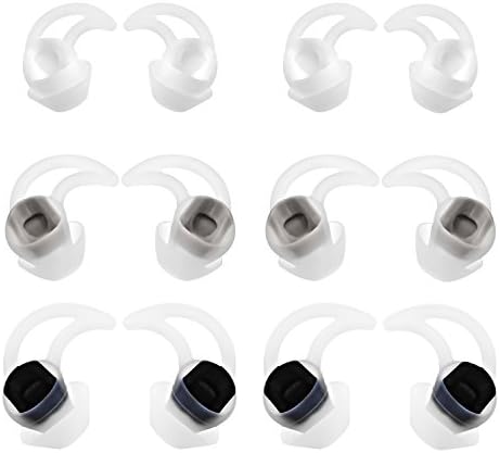 TEEMADE 12 Pieces Earbuds Replacement Tips Silicone Covers for QC30 QuietControl 30 QC20 SIE2 IE3 Soundsport Wireless Earphones (White)