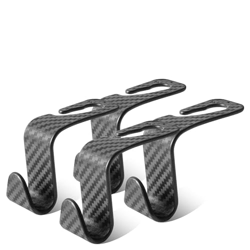 LONIMIA Car Seat Accessory For Handbags, Purses, Coats, And Grocery Bags, Universal Vehicle Car Backseat Headrest Hanger Storage Organizer, Carbon Fiber Painting Car Seat Hooks(4Pcs)