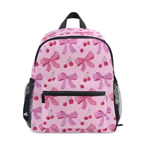 Pink Ribbon Preschool Backpack Cherries School Backpack Daycare Bookbag for Kids 3-8