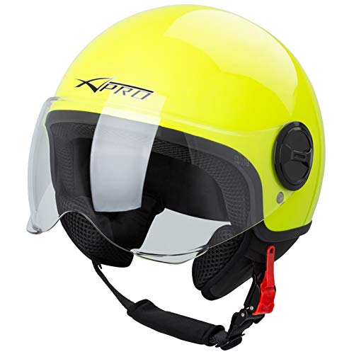 Casco Jet Demi Urban Moto Omologato ECE 22 Visiera Avio Sferica SonicMoto Fluo L