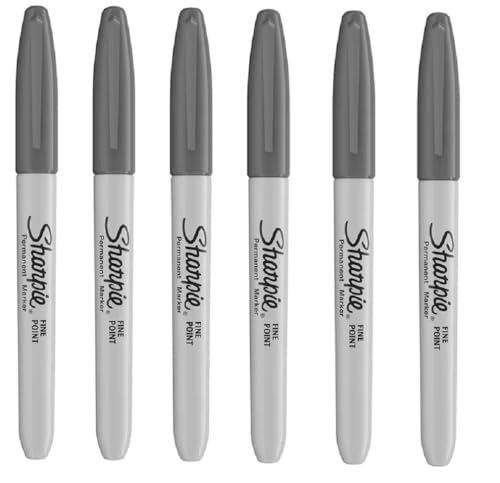 Sharpie Fine Point Permanent Marker Pen Slate Grey 6 Pack