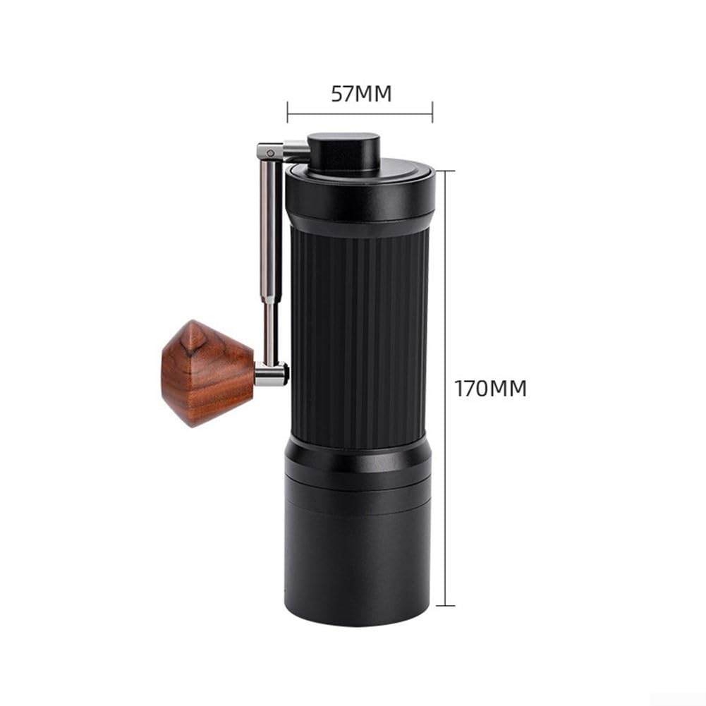 Molinillo de café manual con rebabas ajustables de 7 estrellas hecho de acero inoxidable, molienda consistente y control preciso para espresso y verter sobre café (negro)