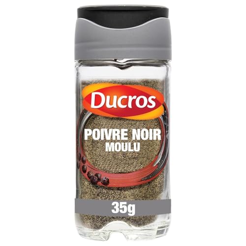 Poivre noir moulu de 35g pour assaisonner facilement les viandes et sauces