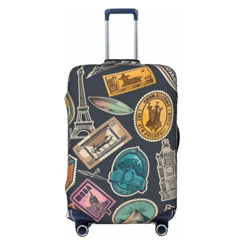 Luggage Cover Travel Stamp Suitcase Protector fits 18-32inch Travel Suitcase Cover Washable Dustproof with Concealed Zipper for Wheeled Suitcase TC440