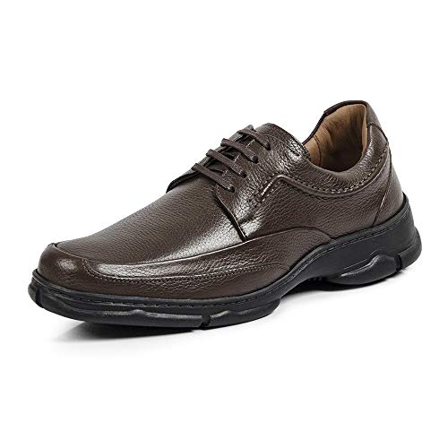 Sapato Linha Extremo Conforto Couro Floater Sem-stress Medical Line - 0121 - Café Cor:Marrom;Tamanho