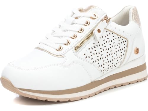XTI - Zapatilla Cierre de Cremallera para Mujer, Color: Blanco, Talla: 36